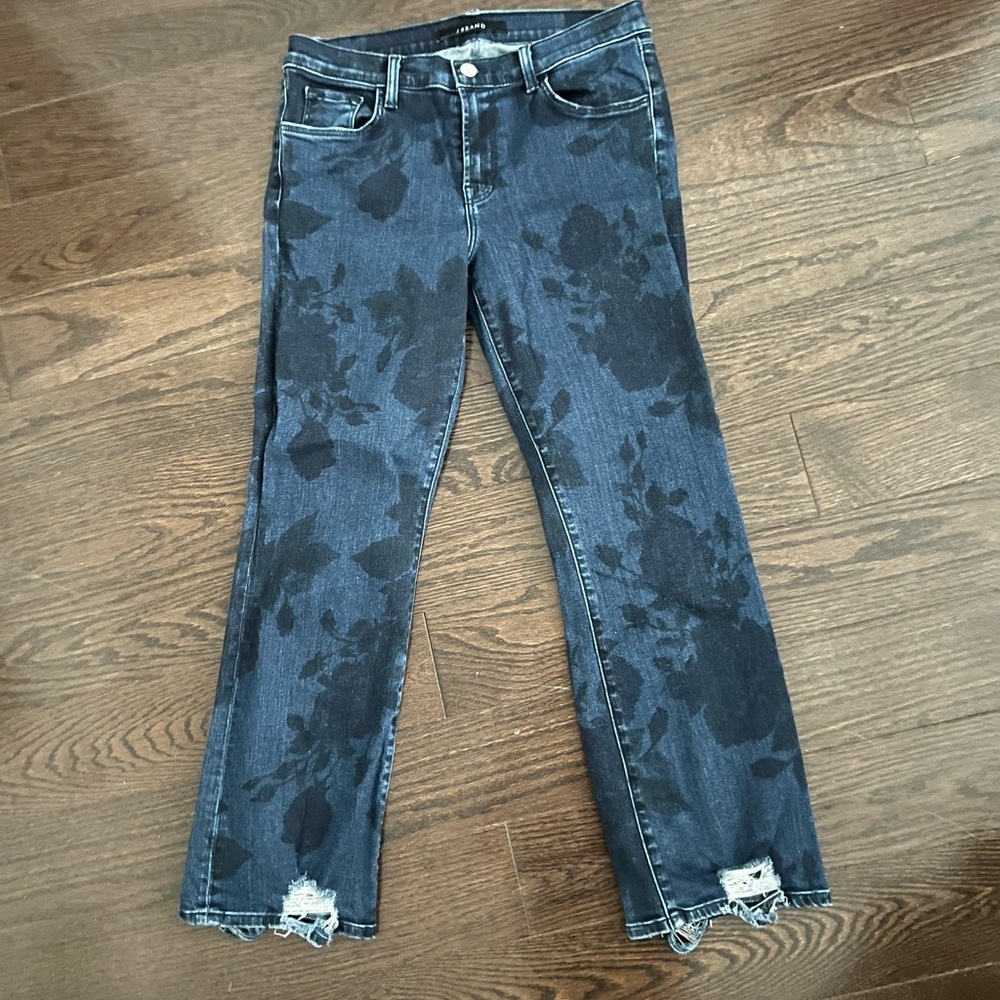 Floral Patterned Blue Jeans
